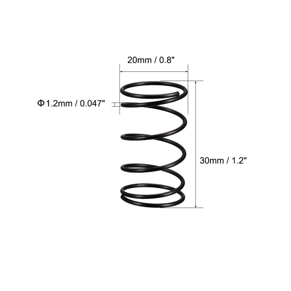 1.2mm Wire Dia 20mm Outer Diameter 30mm Long Compression Springs Black 10pcs