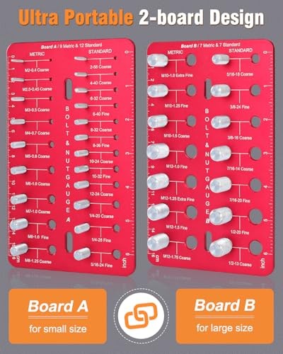 Thread Checker, Nut and Bolt Thread Checker with 19 Standard and 16 2-board
