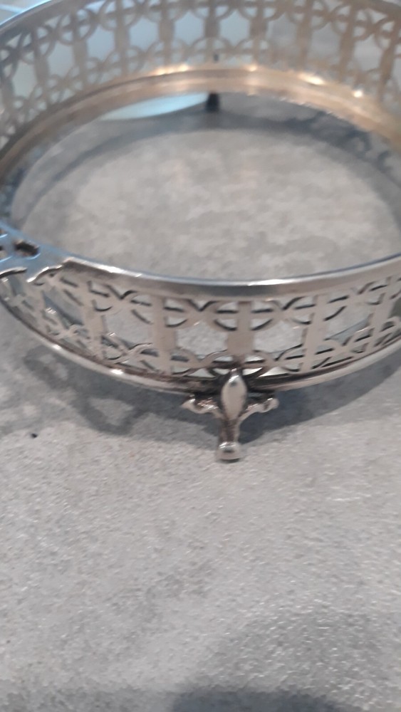CRYSTAL & STERLING FOOTED BUTTER DISH ENGLAND HALLMARKED
