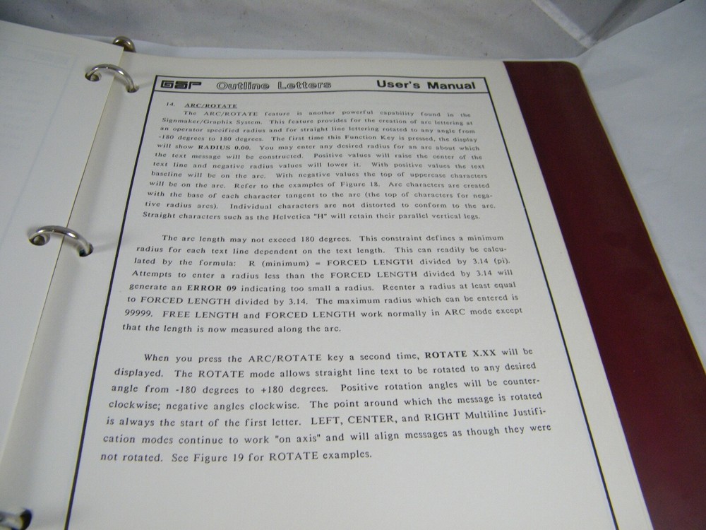 GSP GERBER SCIENTIFIC OUTLINE LETTERS PROGRAM MODULE USER'S MANUAL