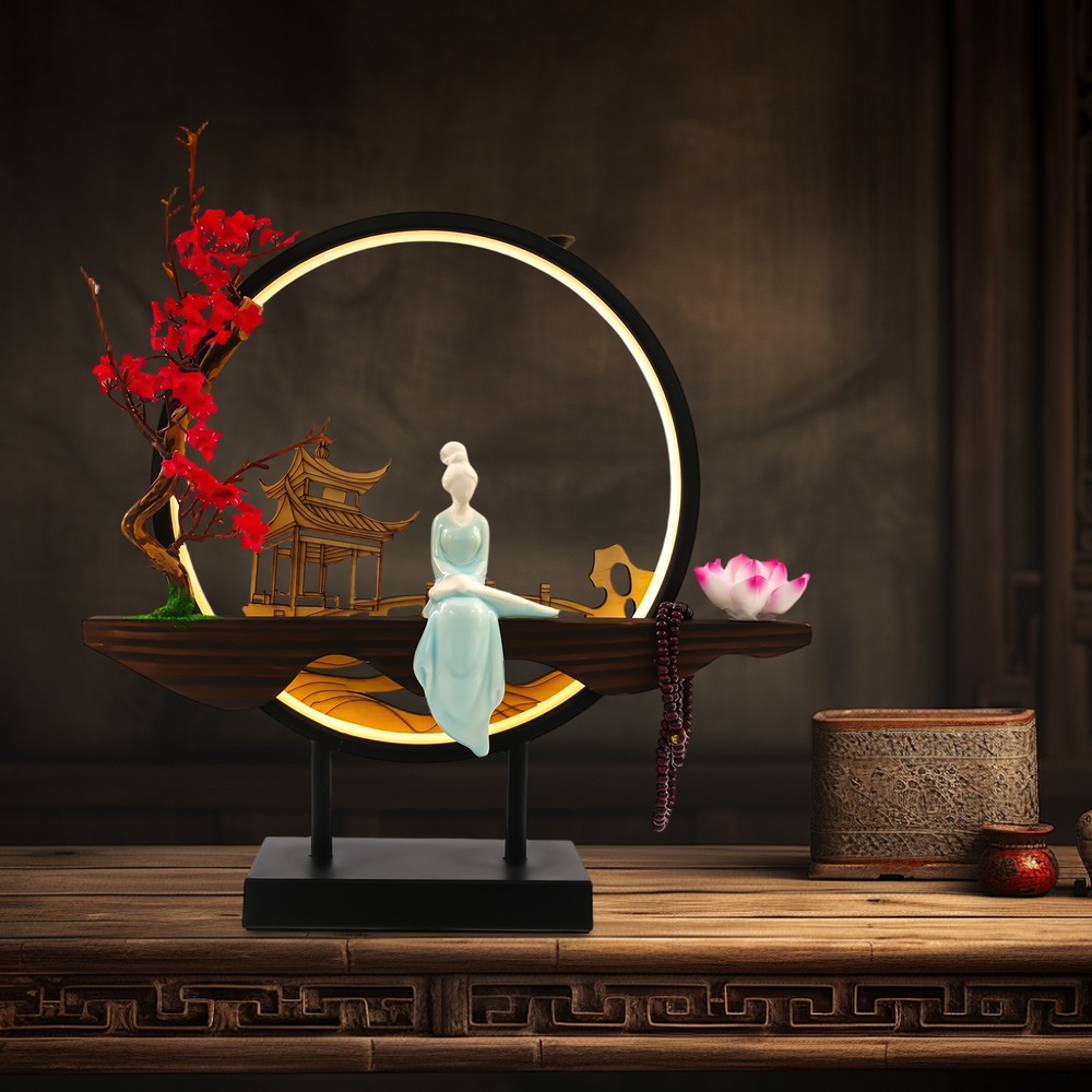Backflow Incense Holder with LED Light, Ceramic Backflow Incense Burner