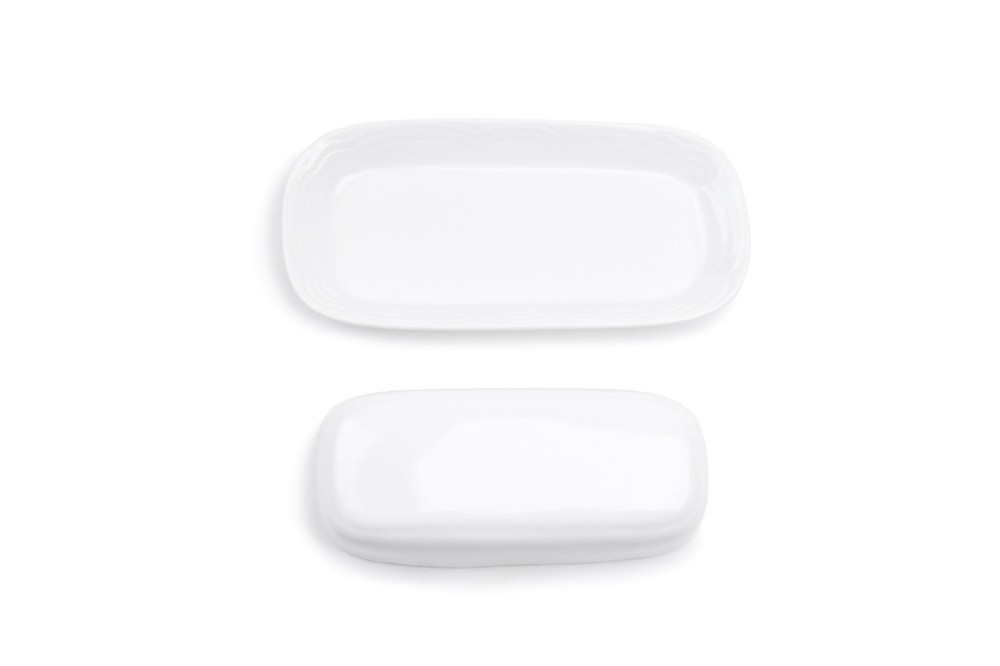 Butter Dish, White Stoneware