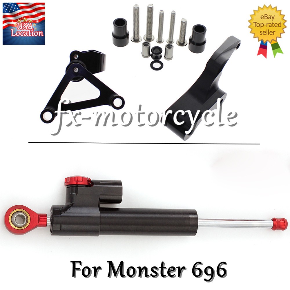 For Ducati Monster 696 Steering Damper Stabilizer with Bracket Mount Kit Holder