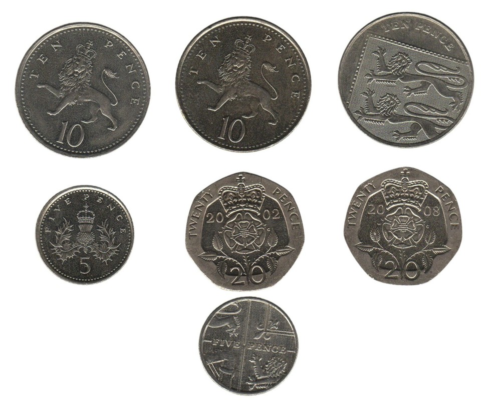 British Elizabeth II Decimal Coins – Mixed Bulk Lot ×7