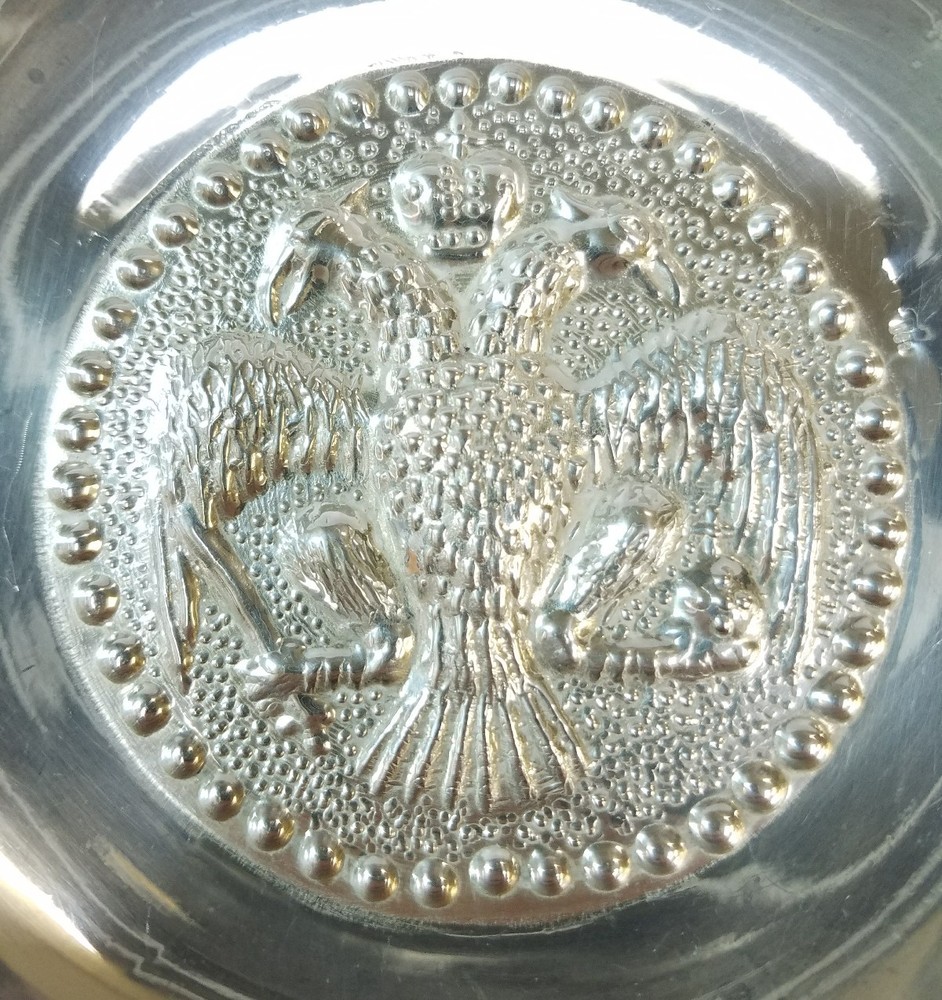 VINTAGE 830 SILVER CANDY DISH WITH TWO HEADED BIRD
