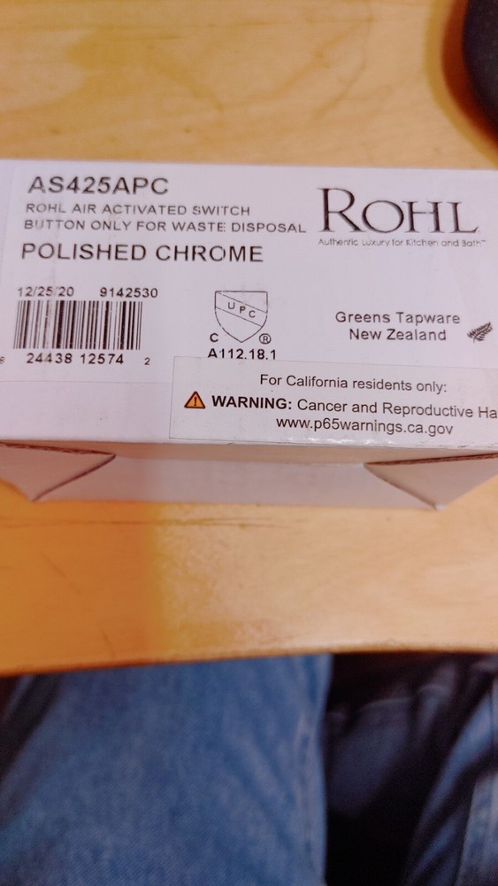 Rohl AS425APC Waste Disposal Air Activated Switch Button Chrome
