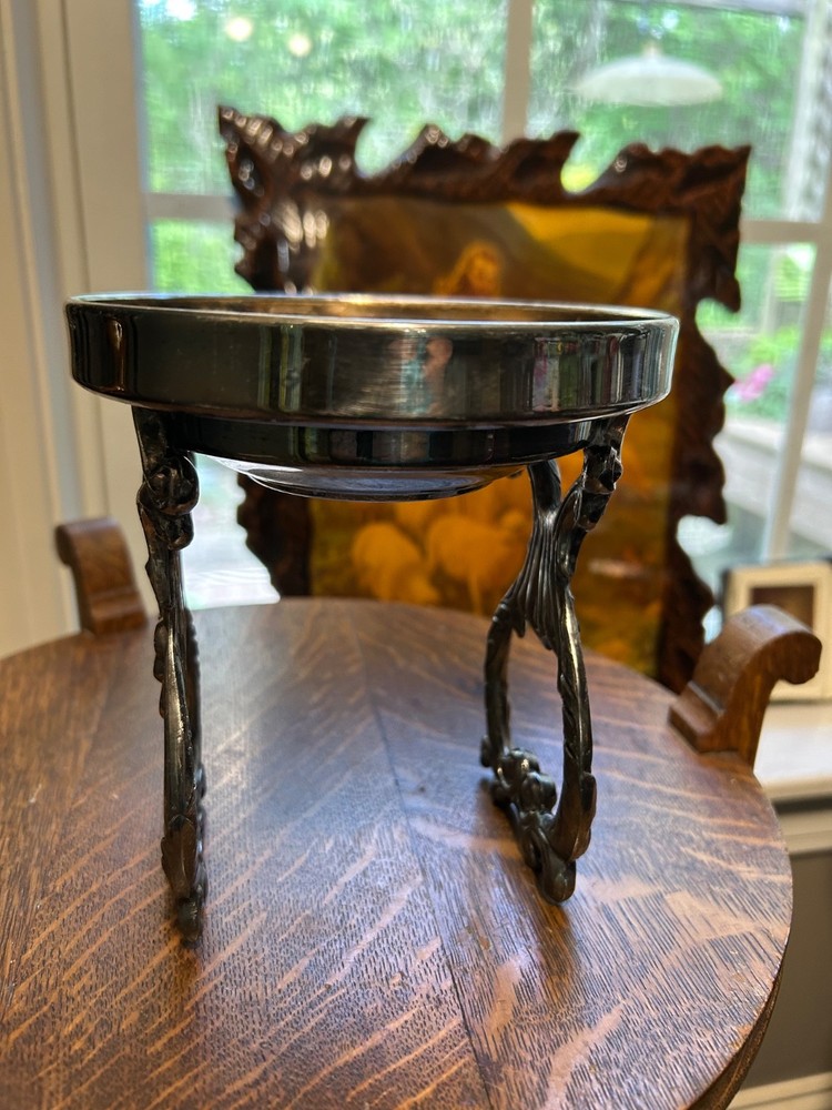 Vintage Ornate Silver-Plated Warming Dish With Scrolled Legs