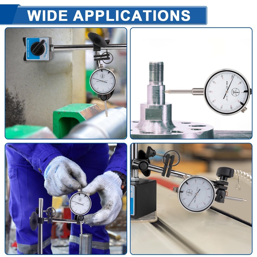 Dial Indicator with Magnetic Base, 0-1"×0.001" Precision Dial Test Indicator ...