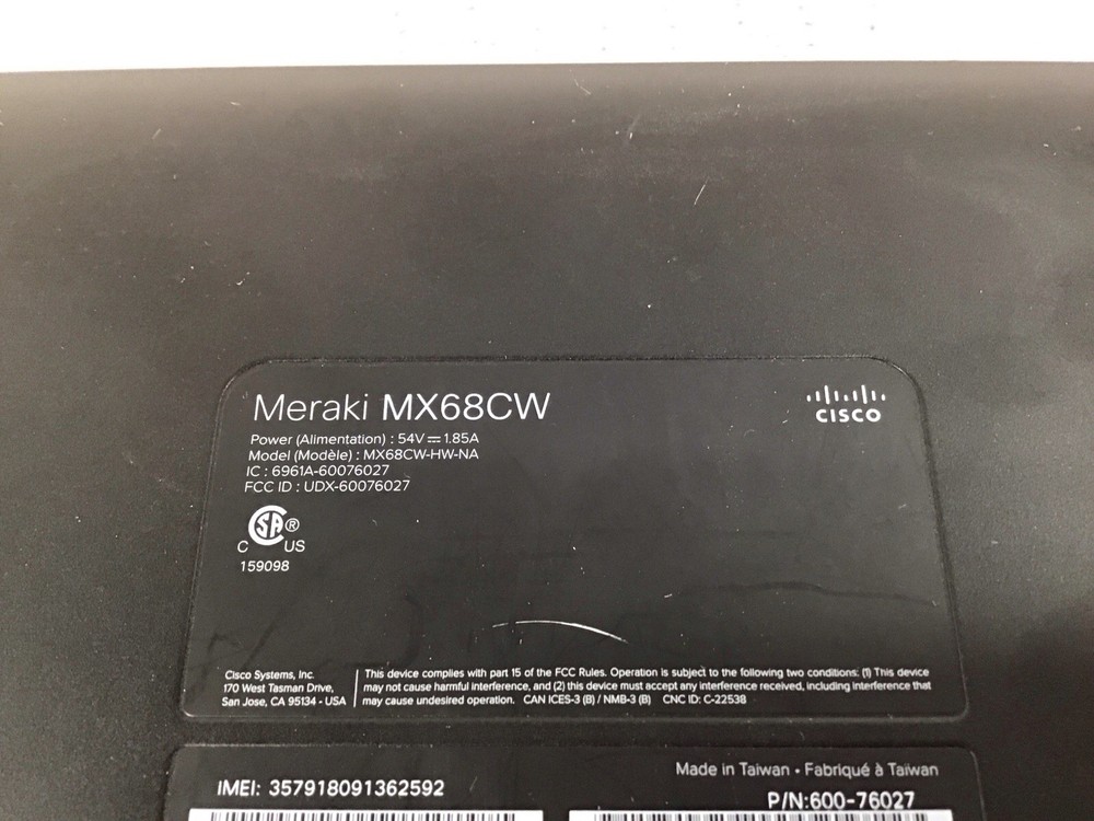Cisco Meraki LTE Router MX68CW Unclaimed