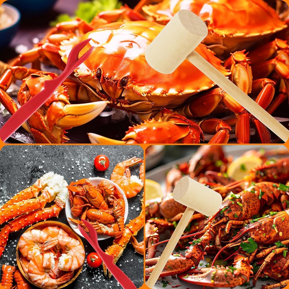 Seafood Crab Crackers and Tools, 25 Pcs Crab Leg Cracker Tool, Nut Crackers Tool