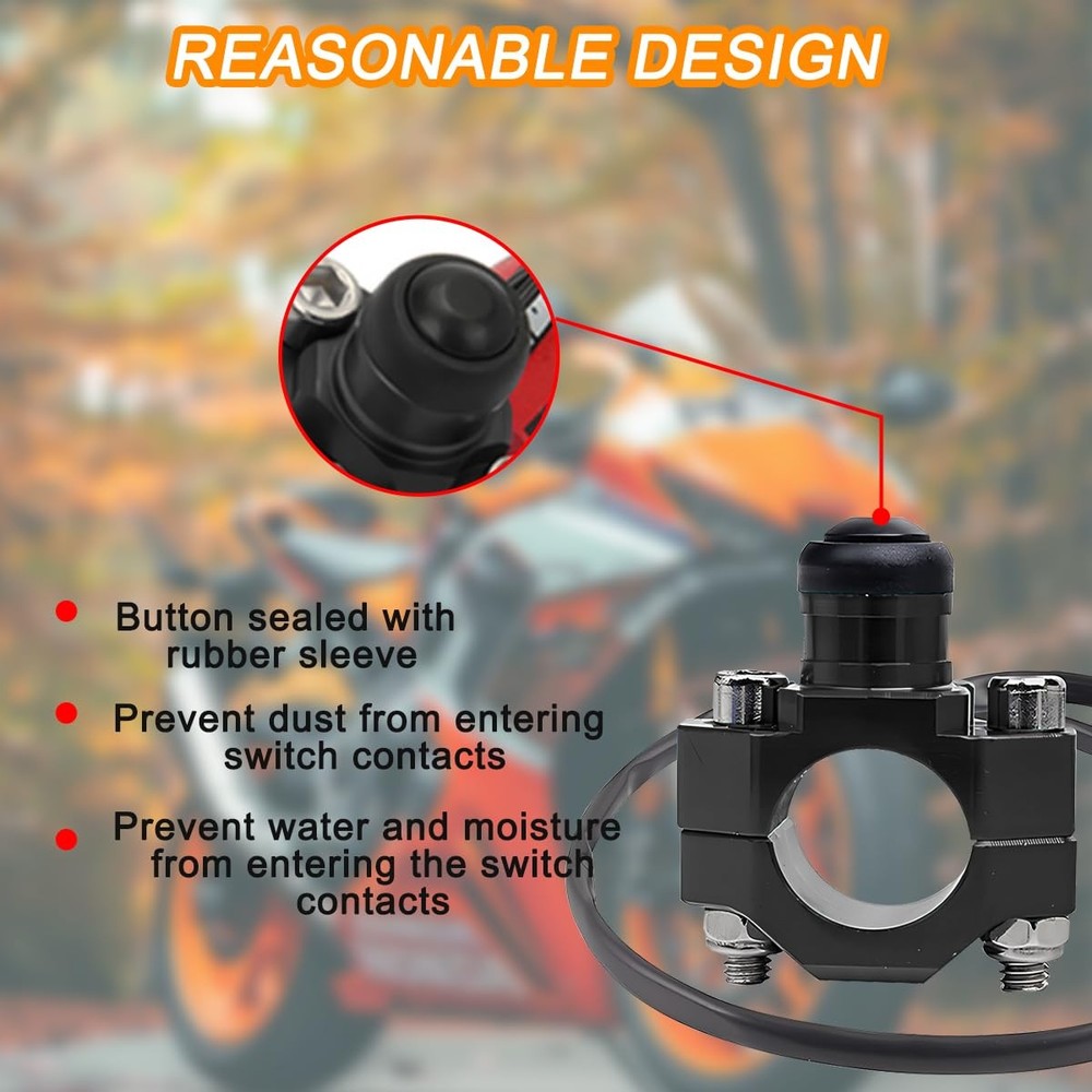 Bittwee CNC Universal Motorcycle Engine Stop Start Kill Switch Button, Black
