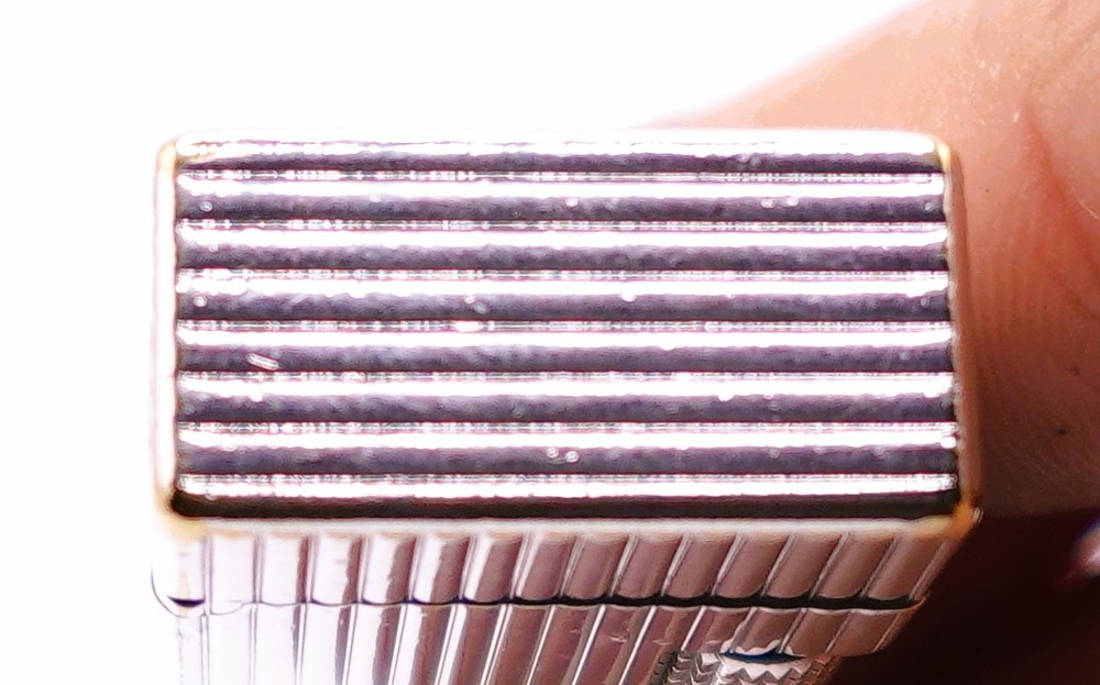 Dunhill Rollagas WORKING Vintage Lighter Silver Plated Fluted Vert Stripes 1970s