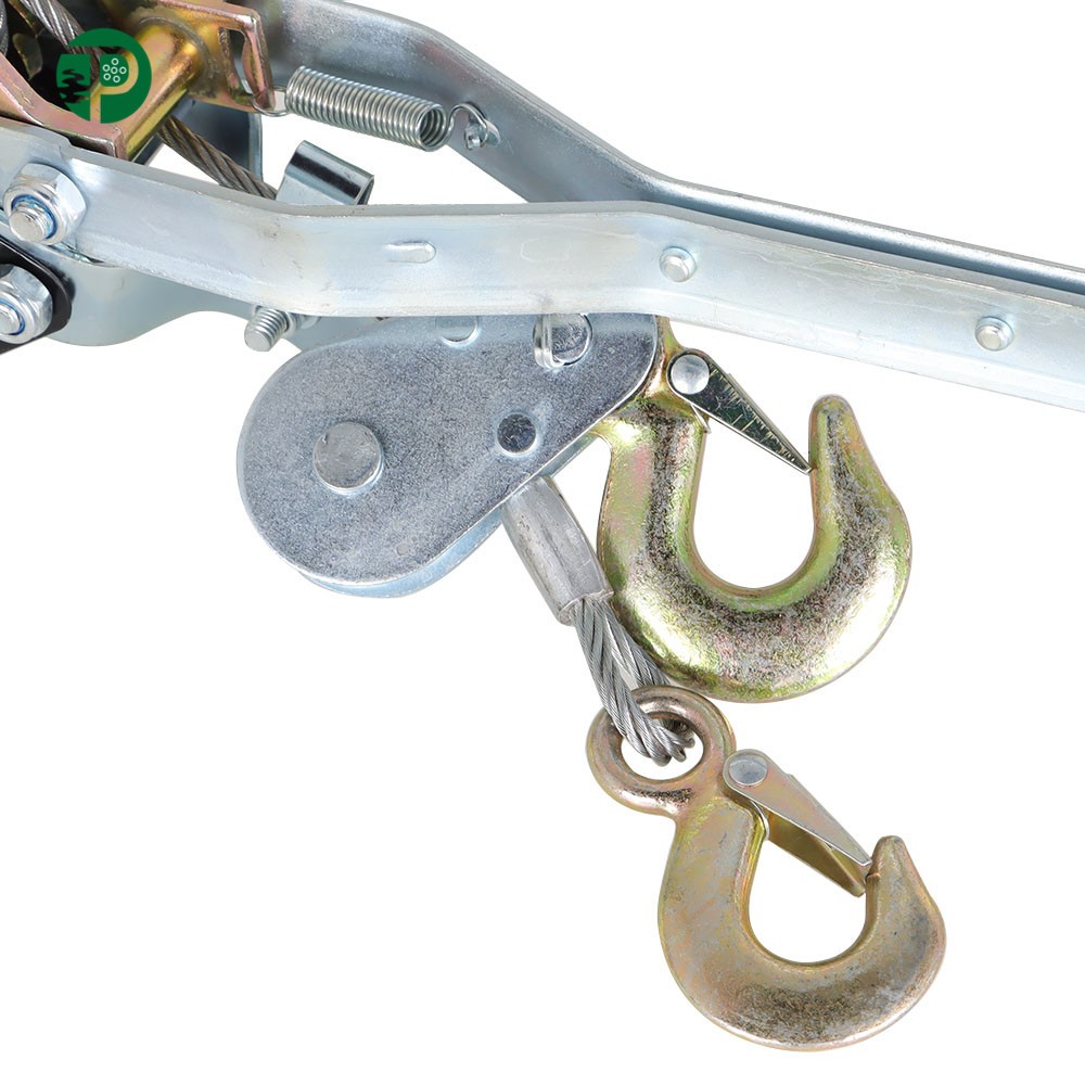 Precision 4Ton Dual Gear Power Puller 3 Hooks 1/4" Steel Cable 21" Handle