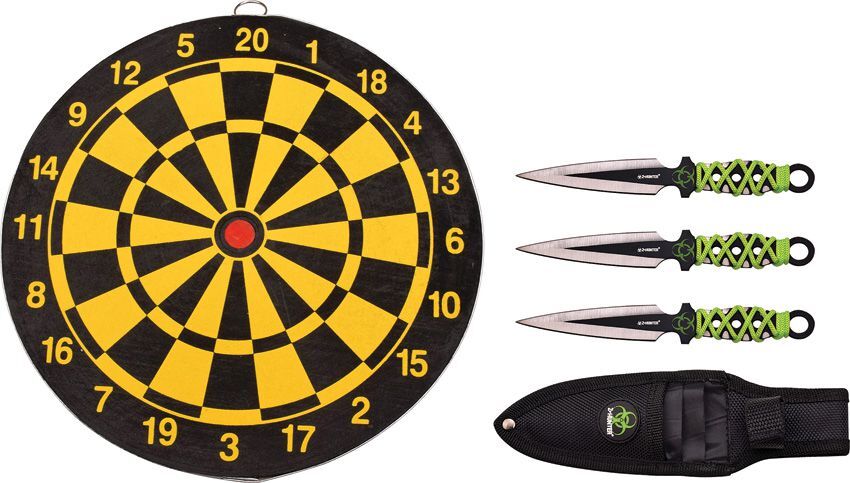 Z-Hunter Throwing Set Fixed Knife Black Stainless Steel Wrapped Handle-ZB-155SET