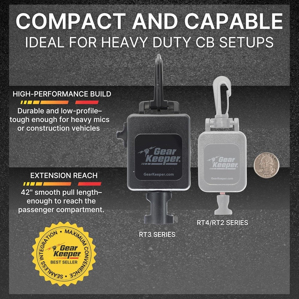 Retractable CB Mic Holder with Adjustable Lanyard & Mounting Hardware - Chrome