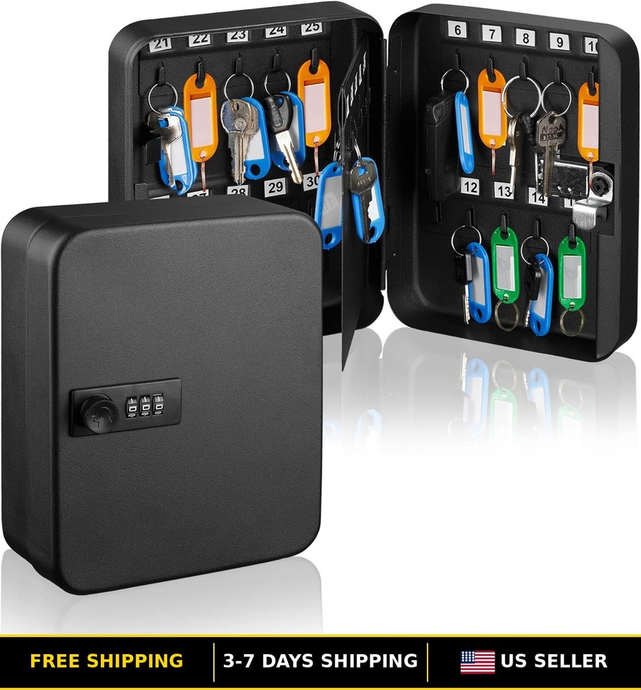 Steel Combination Lock Key Storage Cabinet - Lockable Organizer Box