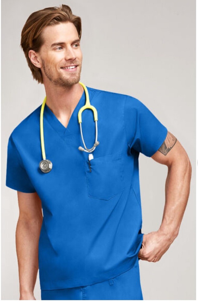 Allheart Mens Scrubs Basics Size Medium Blue Top