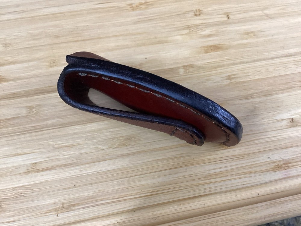 Trapper Size Leather Folding Knife Belt Loop Sheath (Sheath Only)