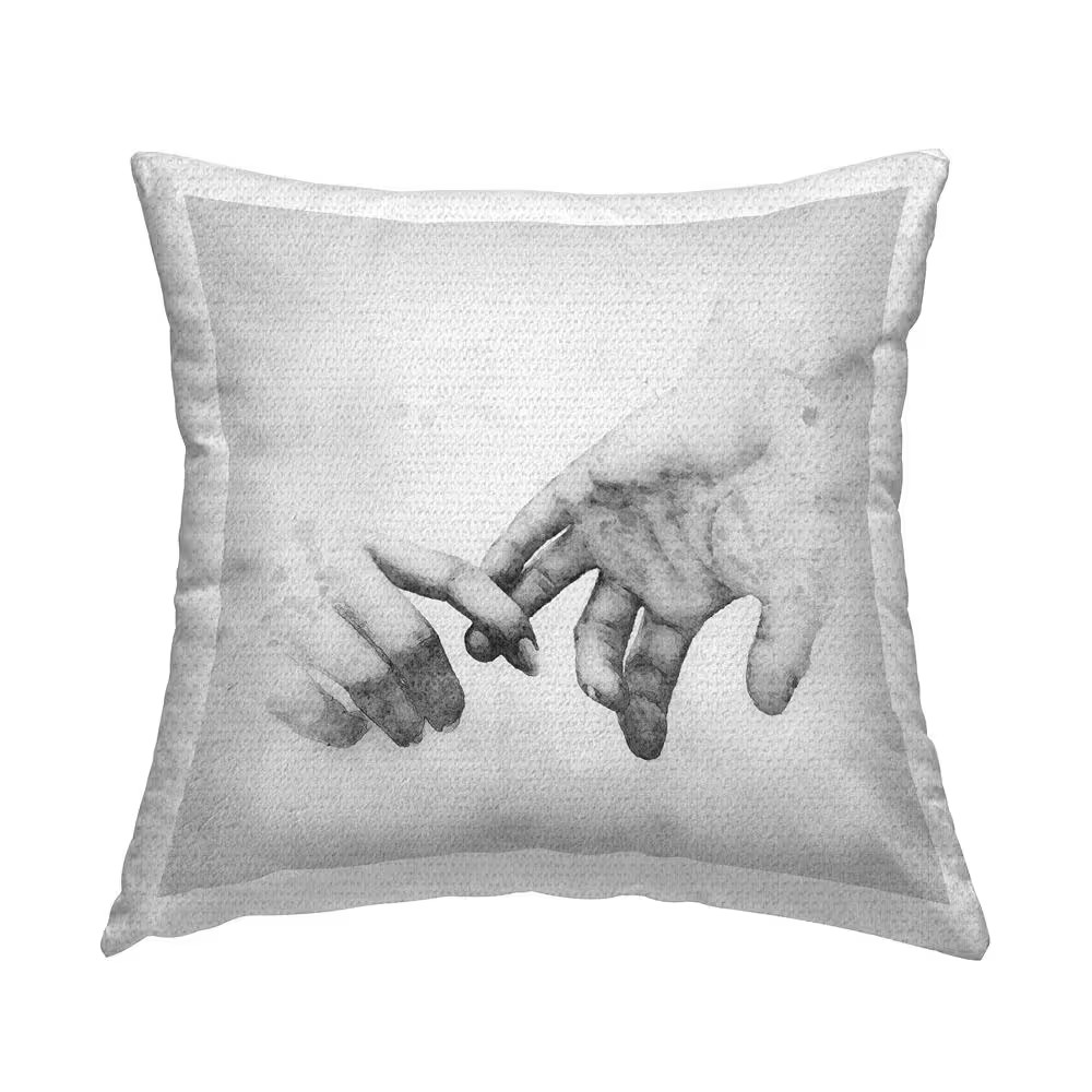 Romantic Holding Hands Grey Square Outdoor Throw Pillow