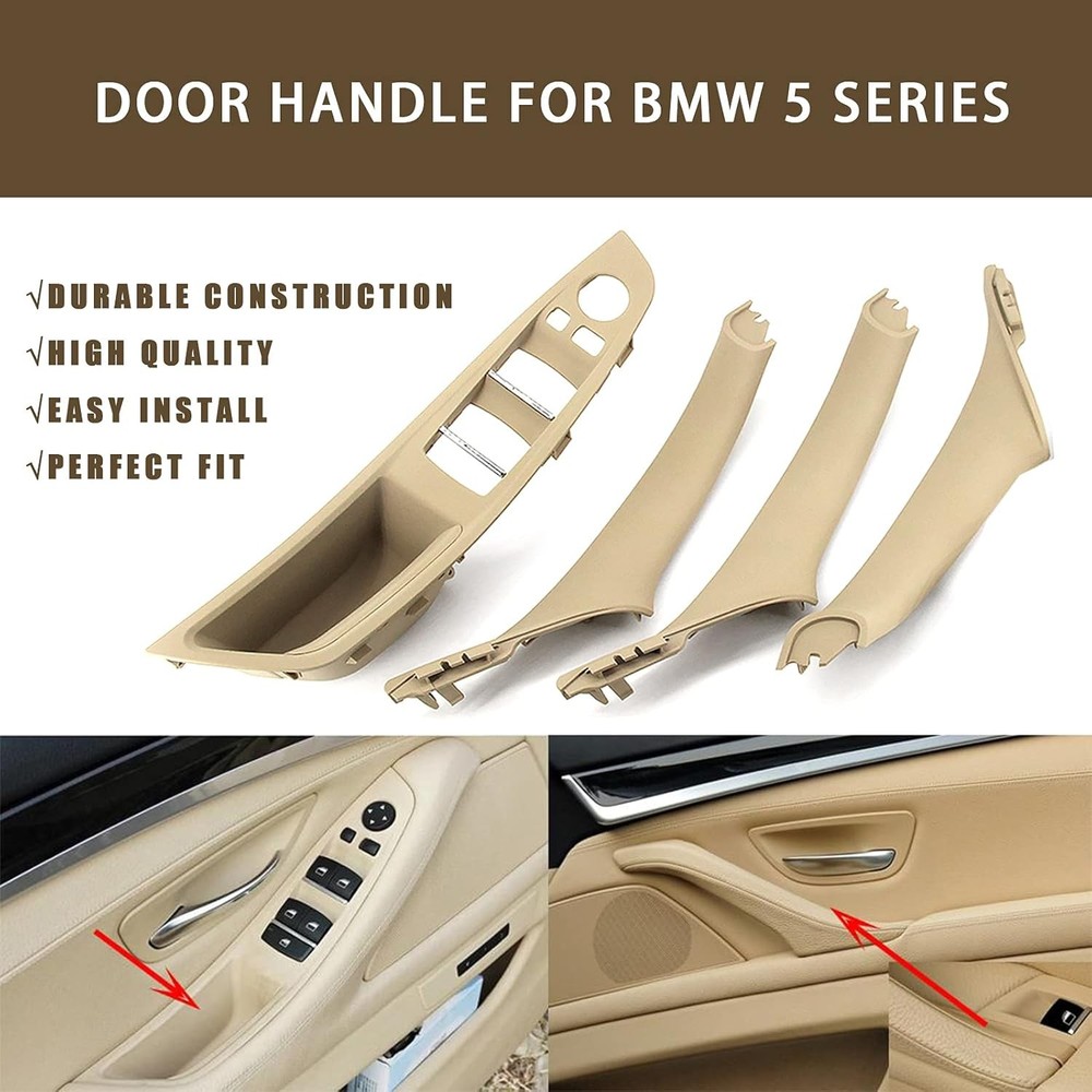 Window Switch Panel Door Handle Compatible with BMW 5 Series 2010-2016 Beige