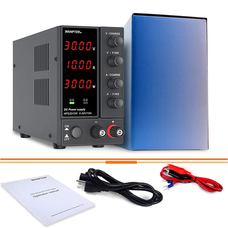 Adjustable 0-30V 10A DC Power Supply Variable Regulated Lab 4-Digits LED Display