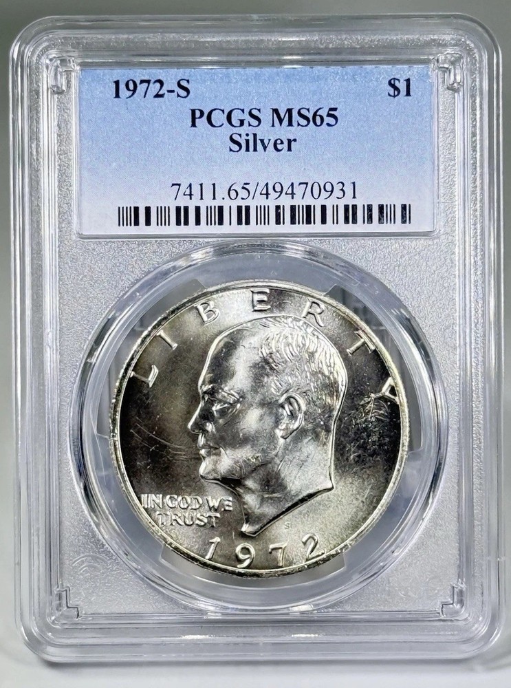 1972 S $1 Silver Ike Eisenhower Dollar PCGS MS65