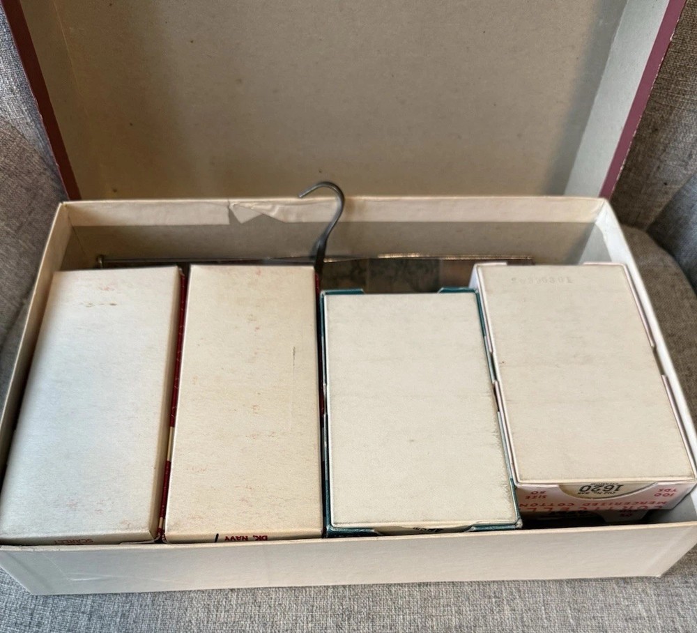 Vintage Sewing Supplies Lot Thread Spools Boxes Artemis Underthings Display Box