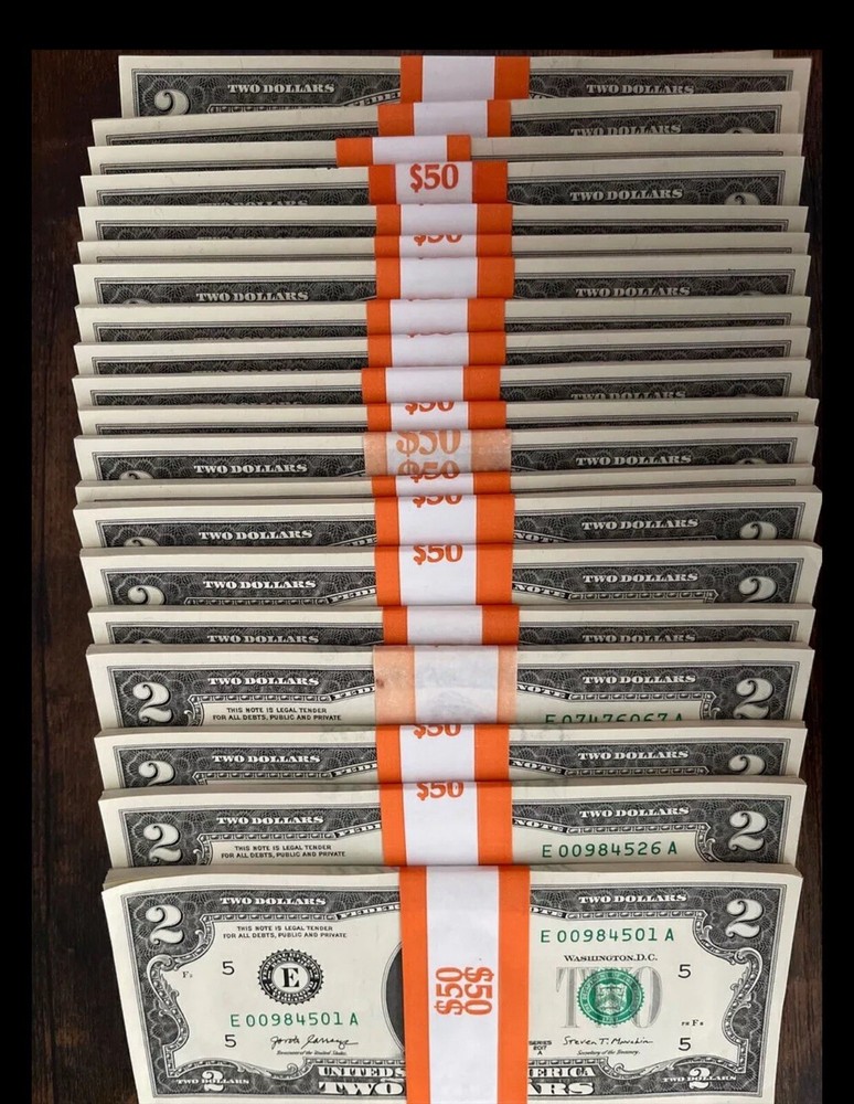 REAL 10 ($2) TWO DOLLAR BILLS UNCIRCULATED SEQUENTIAL - BUY MORE, SAVE MORE!