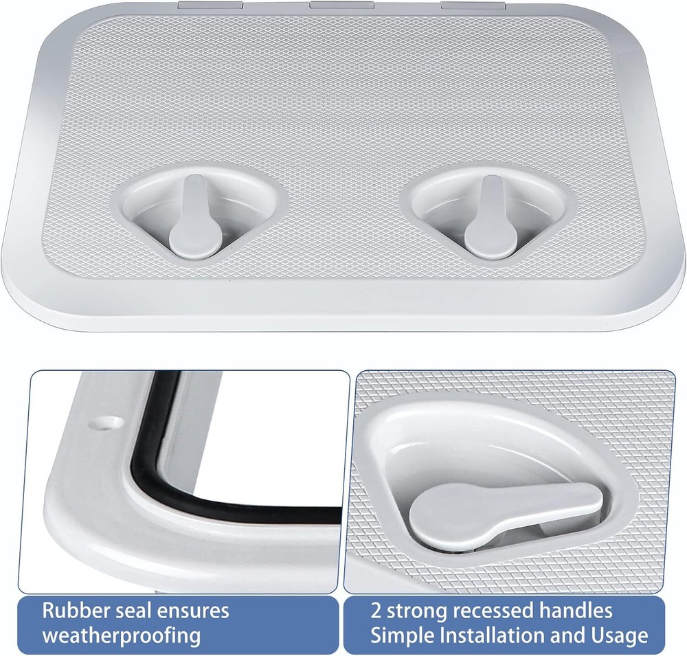 White Marine Deck Access Hatch 17.3“×12.4" Boat Hatch & Lid Rectangle Deck Hatch