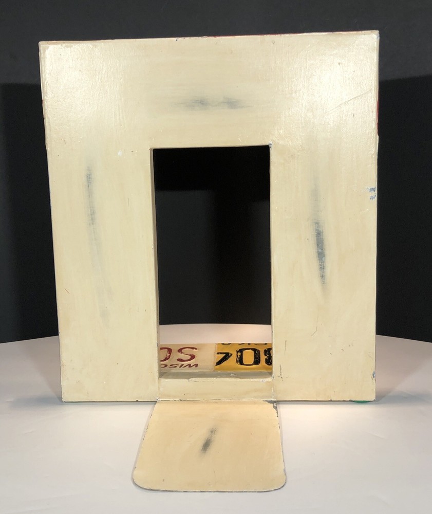License Plate Book Ends Painted Metal Rustic Man Cave Library Pair Bookends