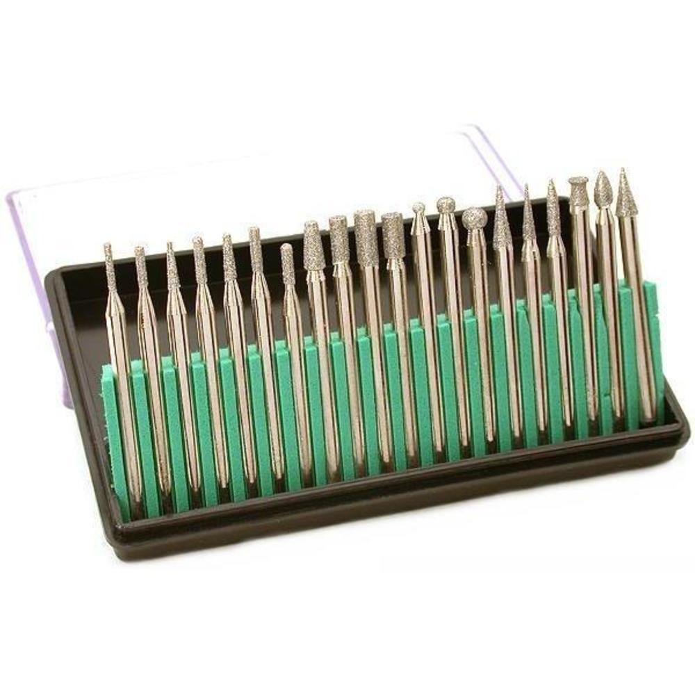 20pc 1/8" SHANK LAPIDARY DIAMOND COATED BUR DRILL BITS FITS SET