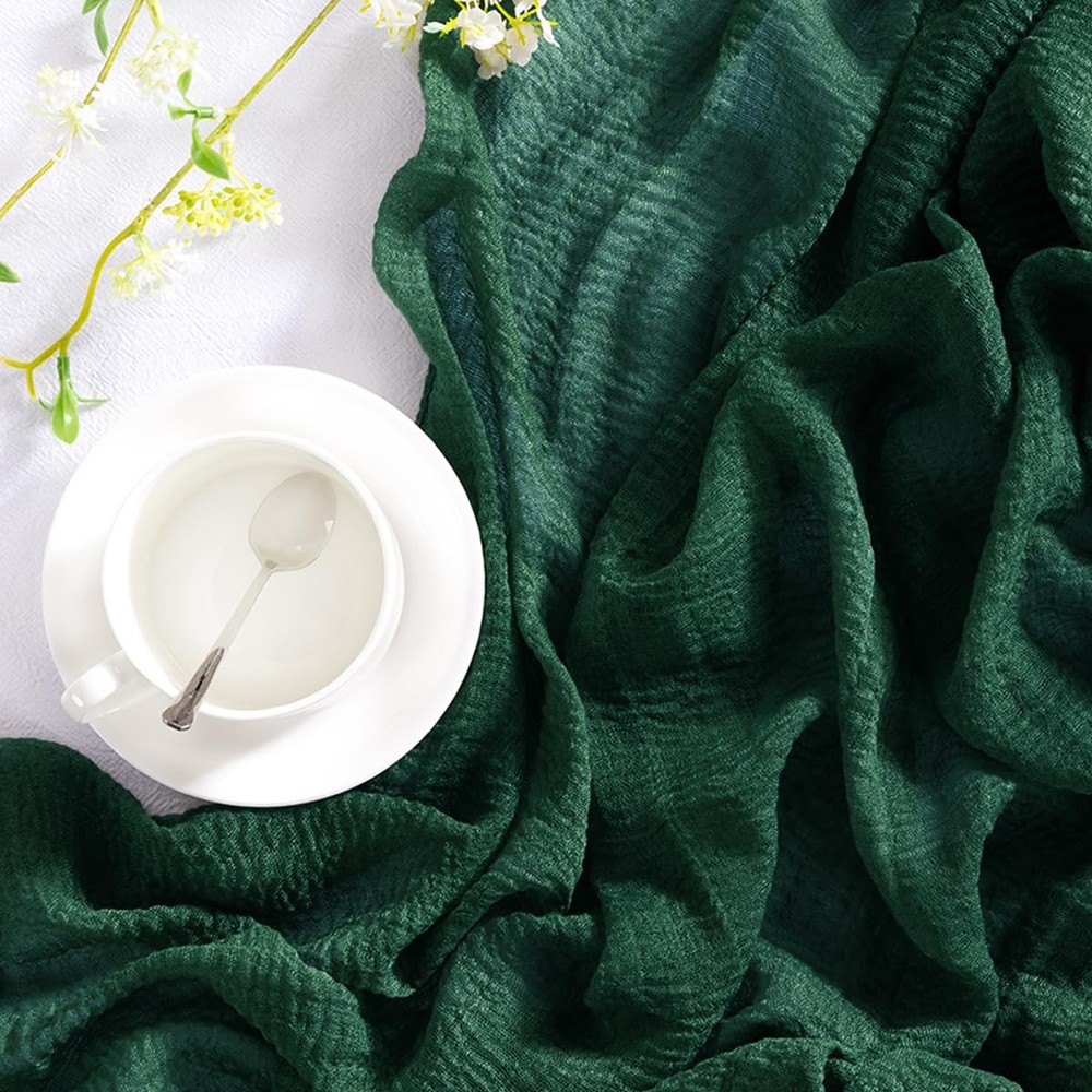 Cheesecloth Table Runner 4 PCS 120 Inch Emerald Green Rustic Wedding Decor