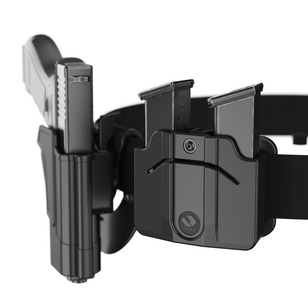 Orpaz Pistol Mag Pouch, Magazine Holster w/ Belt-Loop, for 2XDBL Stack POLYMER