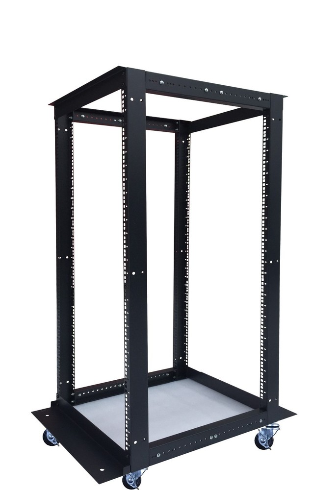 22U 4 Post Open Frame 19" Network Server Rack on Caters Adjustable Depth 24"-37"