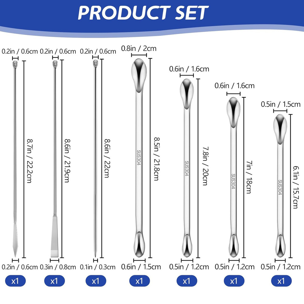 304 Stainless Steel Lab Tool Set – 13 PC Sampling and Measuring Kit, Includes Do