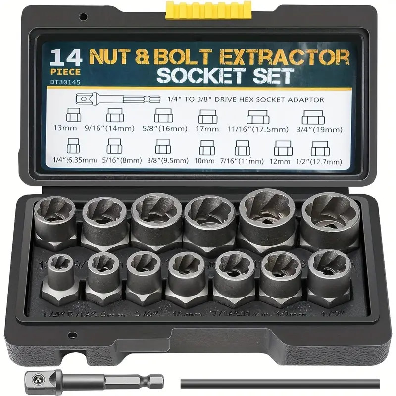 15 Pcs Nut & Bolt Extractor Kit, of Bolt Removal Tool Set, Extractor Socket Tool
