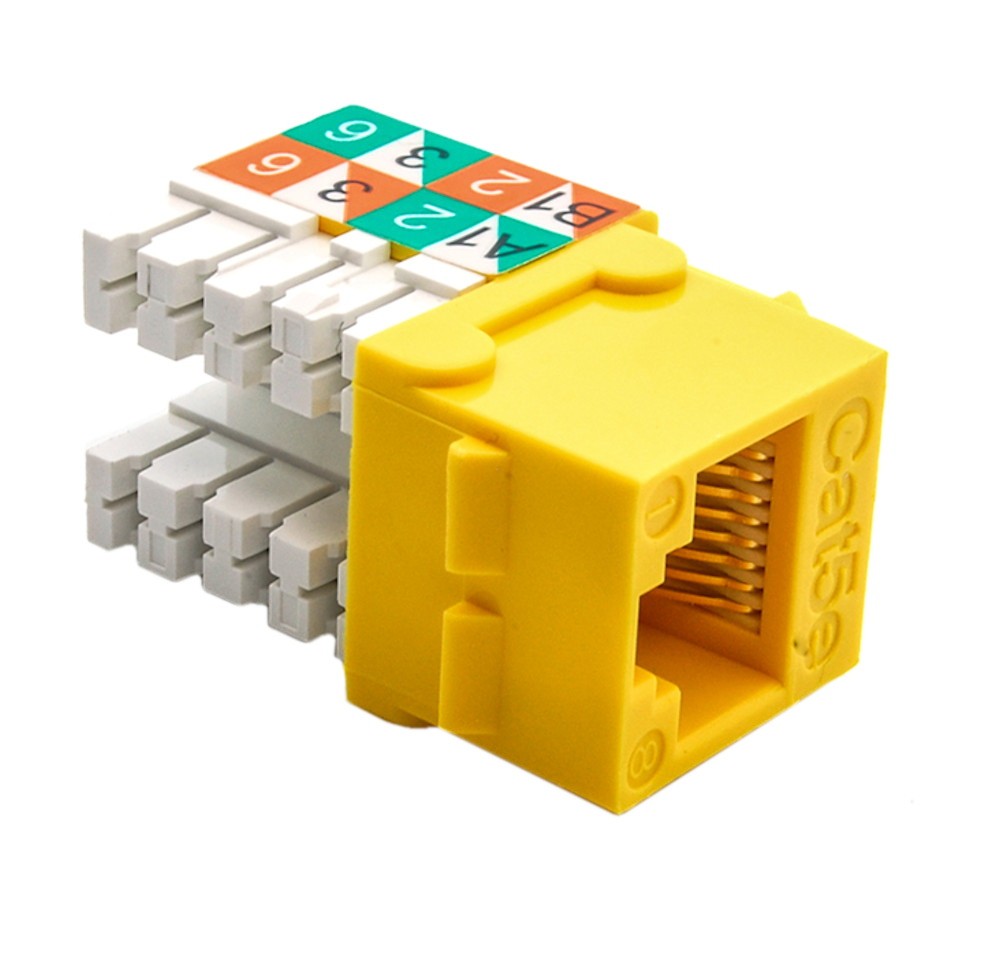 Keystone Jack Insert/Punch-down - Cat 5E RJ45 Networking Yellow