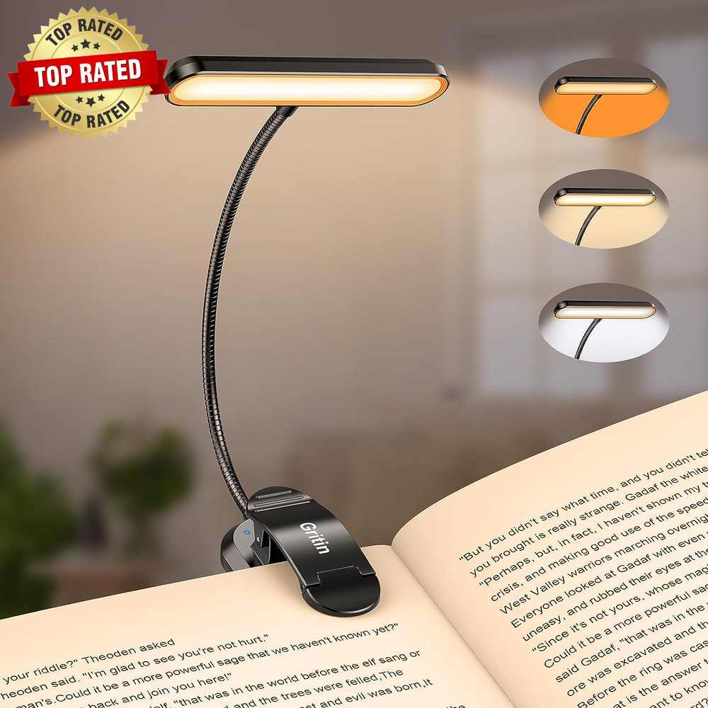 Rechargeable Book Light for Reading in Bed with 19 LED &Memory Function-Eye Cari
