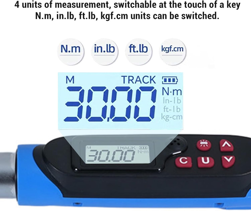 Digital Torque Wrench, Precision Tool with Data Logging, LED Warning Light, Buzz