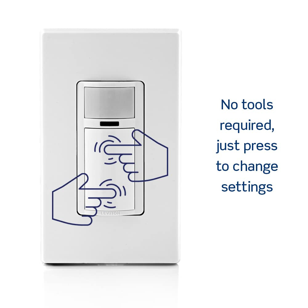 DOS02-LW Motion Sensor Light Switch, Motion Activated, Auto-On/Auto-Off, 2A, No