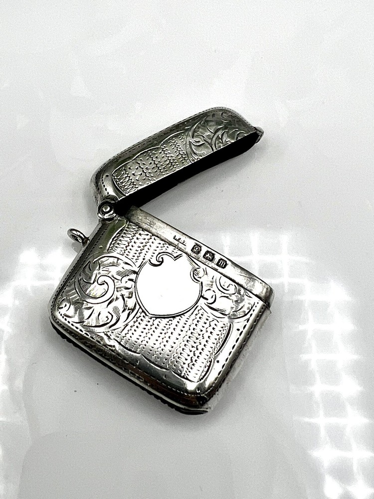 Edwardian Solid Silver Vesta Case Birmingham 1911 W H Haseler