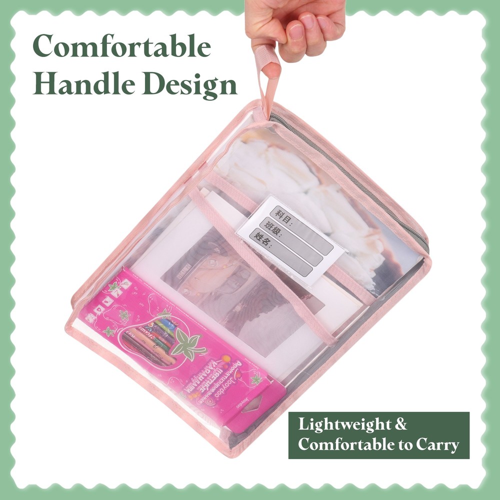 2Pack Mesh Zipper Pouch, A4 Mesh File Bag with Strap, Blue