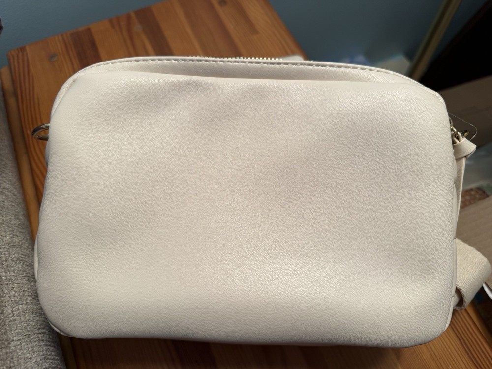 Primark Quilted Double Zip Camera Bag Ivory Gold Hardware NWT