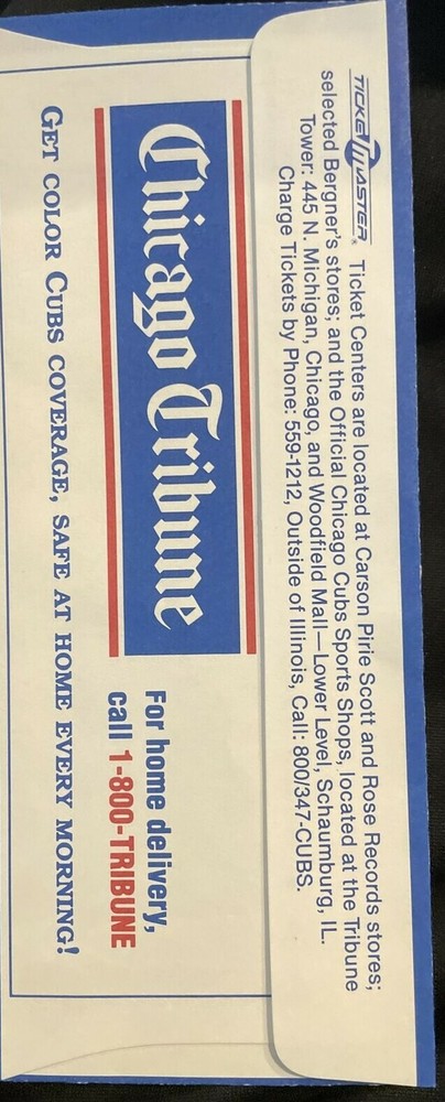 1990 Chicago Cubs All-Star Game ticket envelope