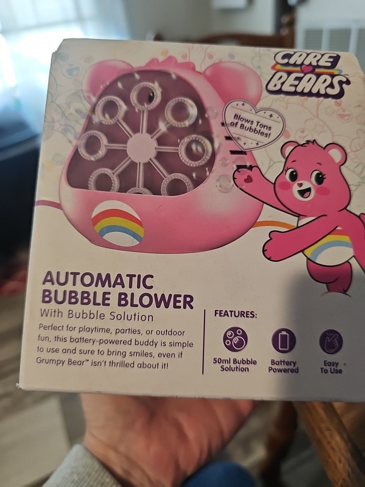 Cheer Bear Bubble Blower w/Solution 8.25”H-Care Bear -Automatic (New in Box)