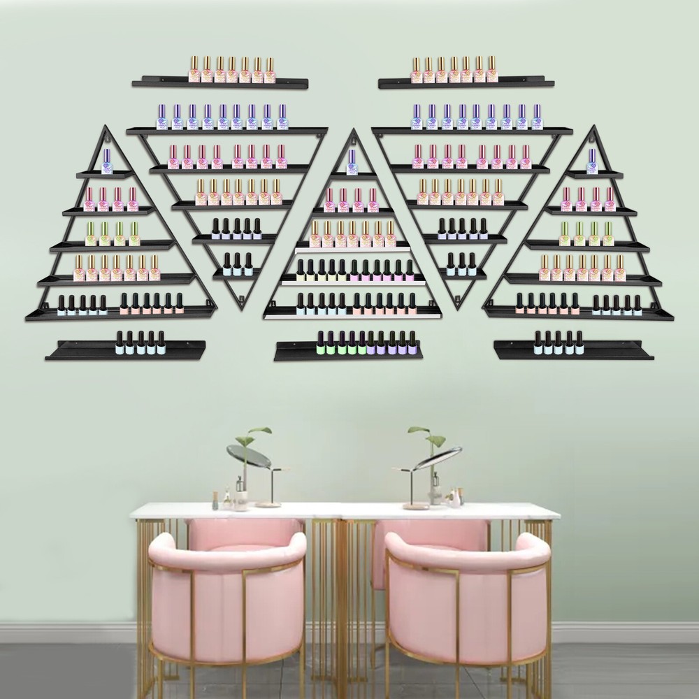 10Pcs Cosmetics Nail Polish Racks 5-Tier Triangular Wall-Mount Display Racks