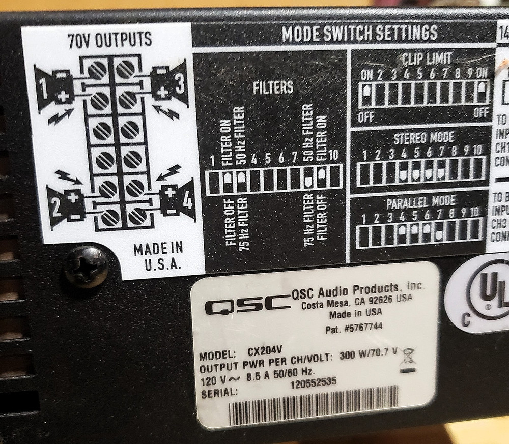 QSC CX-204V 4 channel power amp CX204V
