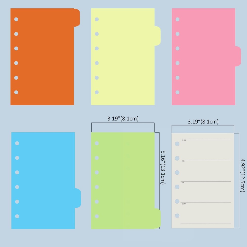 Harphia A7 6 Holes Binder Refill Value Set,90sheets weekly A7, Week Paper Set