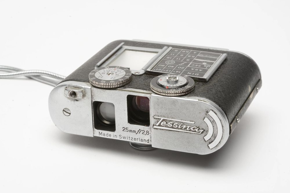 Tessina subminiature compact camera, tested, works great, w/strap