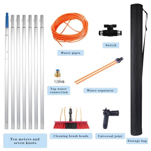 35 FT Water Fed Pole Kit Adjustable Solar Panel Cleaning Kit Cleaner Tool Red